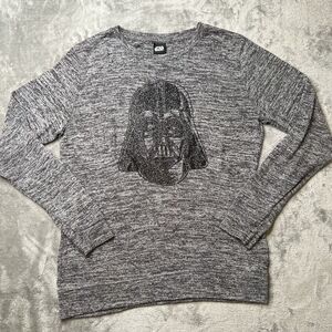 Star Wars Women's Top Large Gray Darth Vader Glitter Shimmer Long Sleeve Shirt